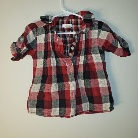 JOE FRESH BUFFALO CHECKER PLAID BUTTON PULLOVER TUNIC SIZE 3T - Picture 1 of 4